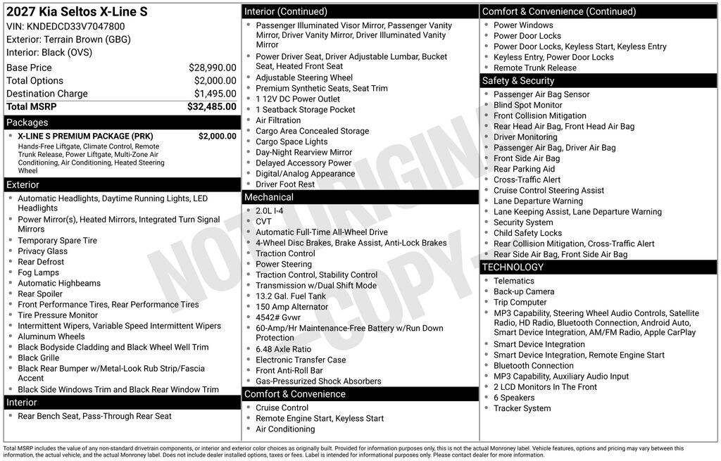New 2027 Kia Seltos X-Line S SUV