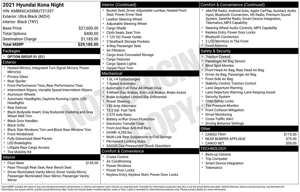 Used 2021 Hyundai Kona Night SUV