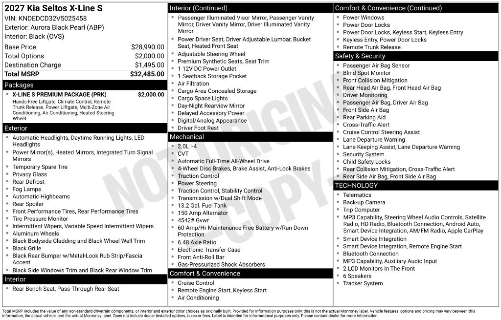 New 2027 Kia Seltos X-Line S SUV