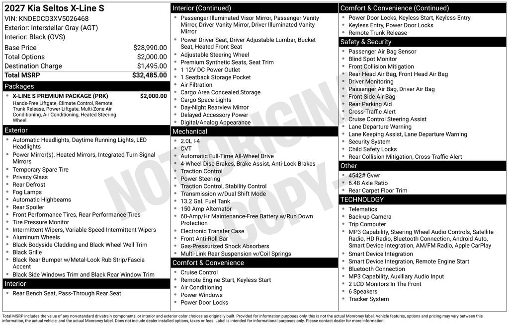 New 2027 Kia Seltos X-Line S SUV