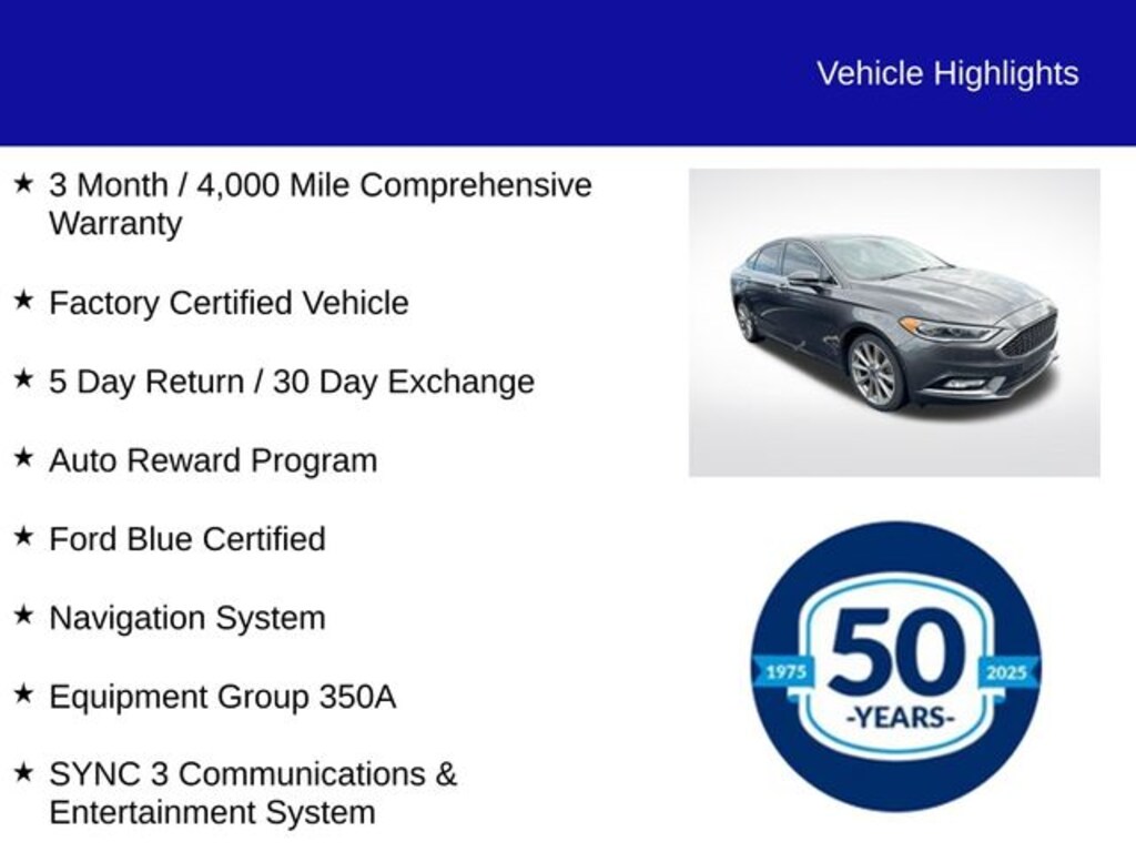 Certified 2017 Ford Fusion Platinum Sedan