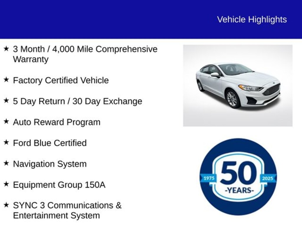 Certified 2019 Ford Fusion SE Sedan