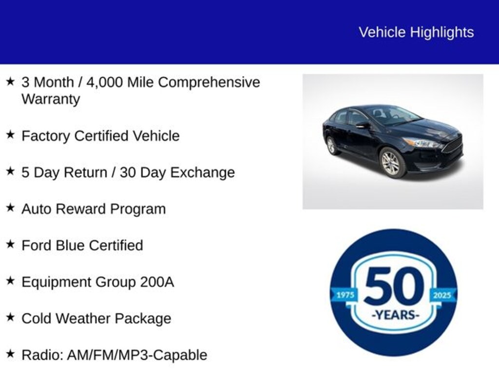 Certified 2018 Ford Focus SE Sedan