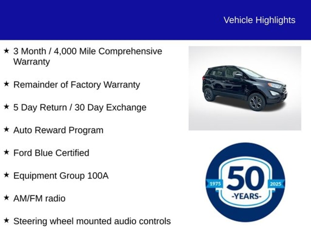 Certified 2022 Ford EcoSport S SUV