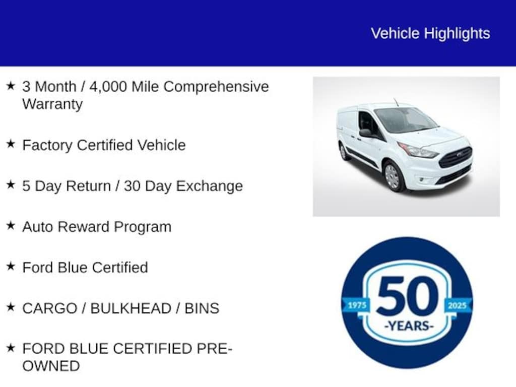 Certified 2022 Ford Transit Connect XLT Van Cargo Van