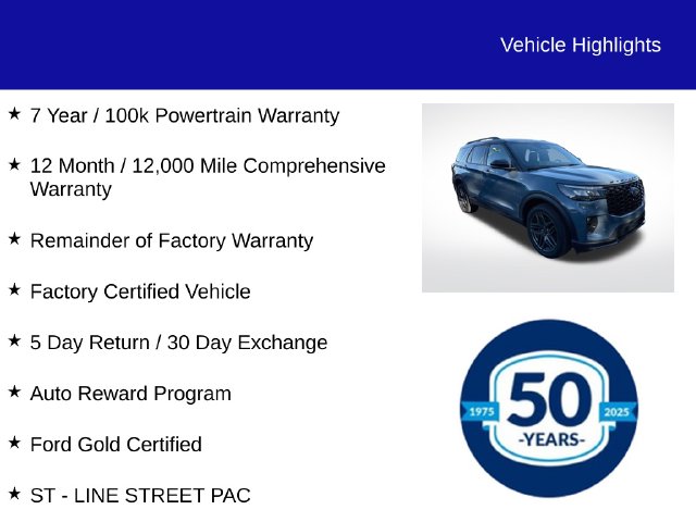 Certified 2025 Ford Explorer ST-Line SUV