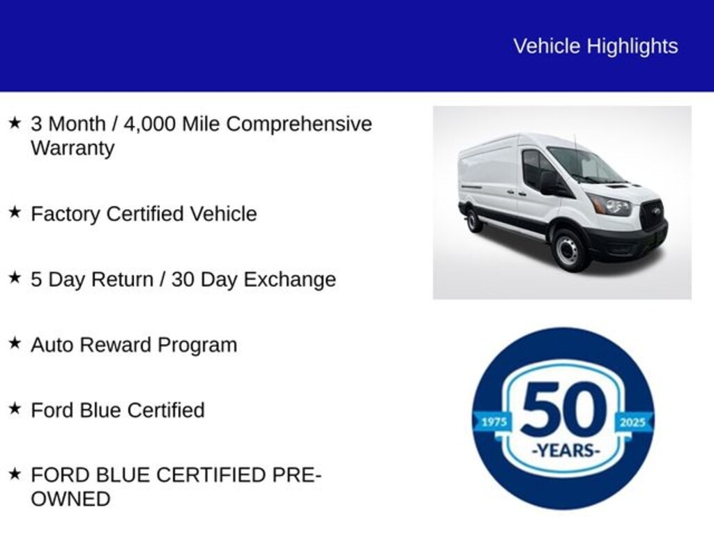 Certified 2024 Ford Transit-250 Base Van Medium Roof Van