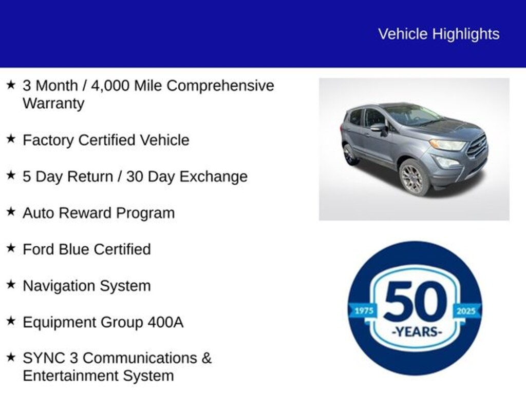 Certified 2018 Ford EcoSport Titanium SUV