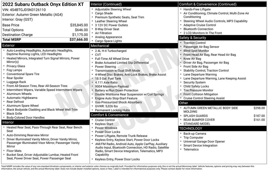 Used 2022 Subaru Outback Onyx Edition XT SUV