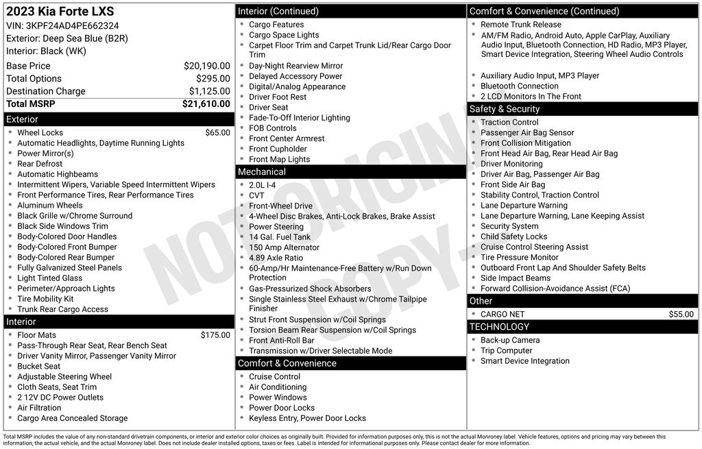 Used 2023 Kia Forte LXS with VIN 3KPF24AD4PE662324 for sale in North Hampton, NH