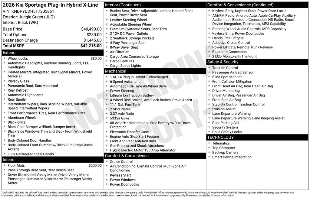New 2026 Kia Sportage Plug-In Hybrid X-Line SUV