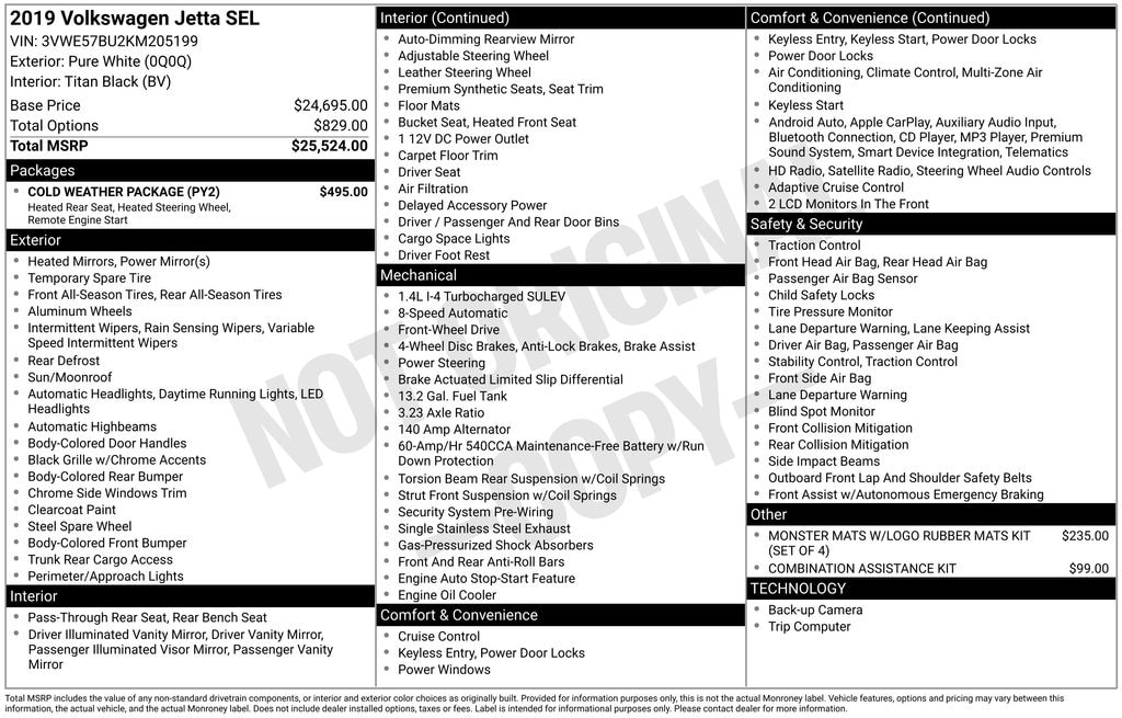 Used 2019 Volkswagen Jetta SEL Sedan