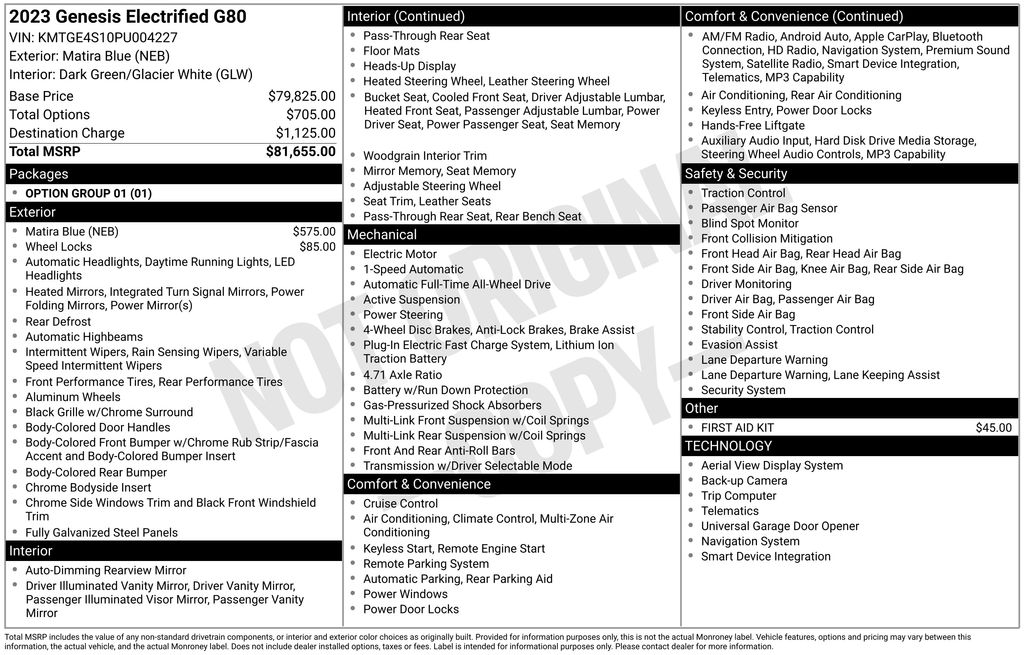 Used 2023 GENESIS Electrified G80 Base with VIN KMTGE4S10PU004227 for sale in North Hampton, NH