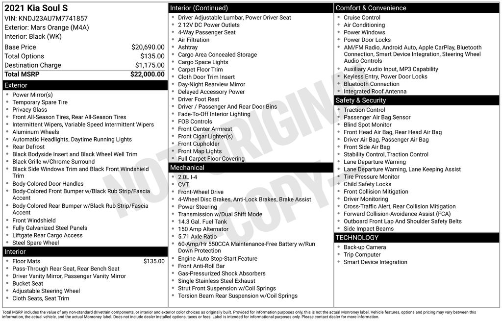 Used 2021 Kia Soul S with VIN KNDJ23AU7M7741857 for sale in North Hampton, NH