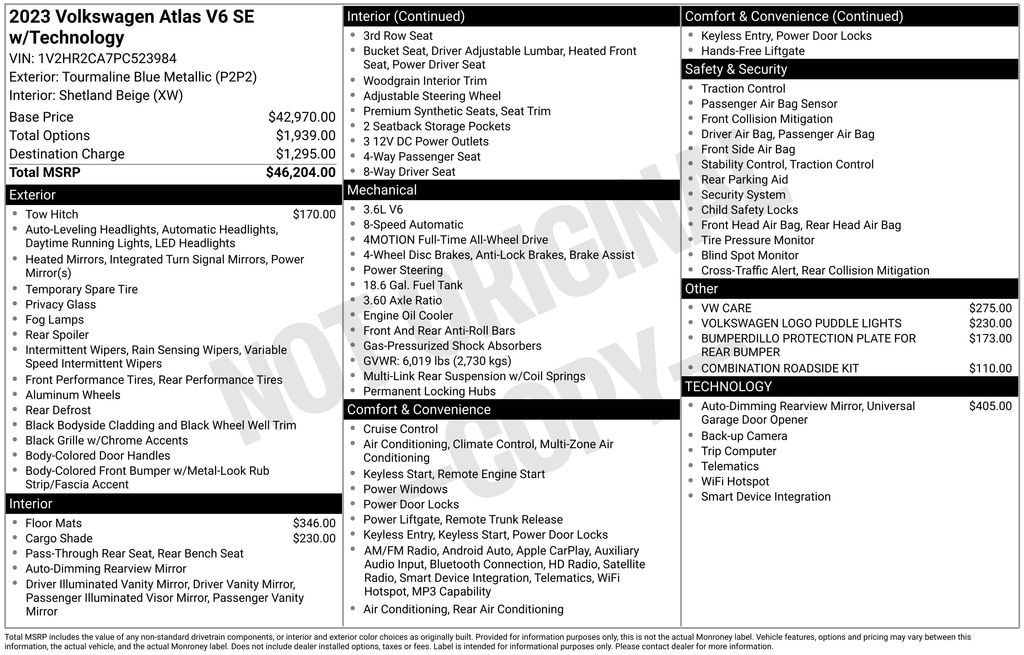 Used 2023 Volkswagen Atlas 3.6L V6 SE w/Technology SUV