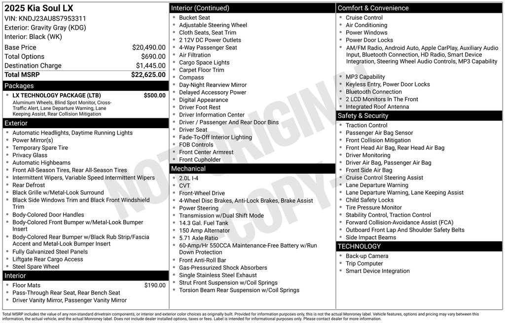New 2025 Kia Soul LX Hatchback