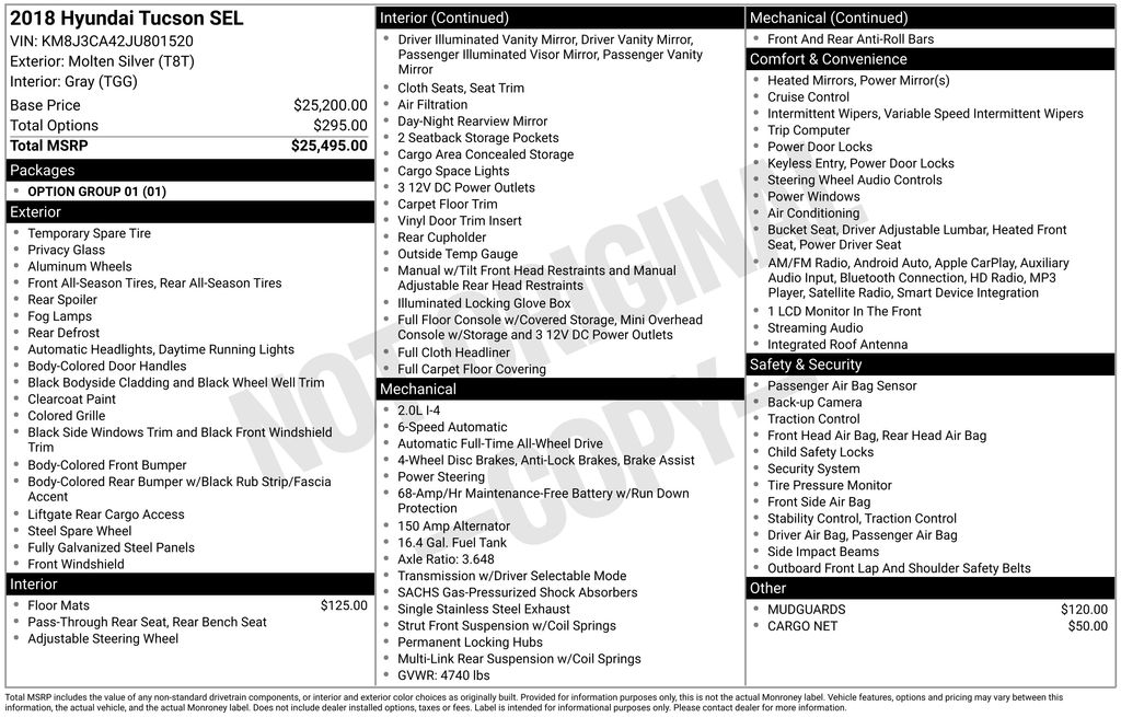 Used 2018 Hyundai Tucson SEL with VIN KM8J3CA42JU801520 for sale in North Hampton, NH