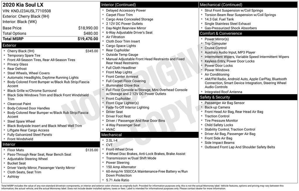 Used 2020 Kia Soul LX with VIN KNDJ23AU5L7710508 for sale in North Hampton, NH