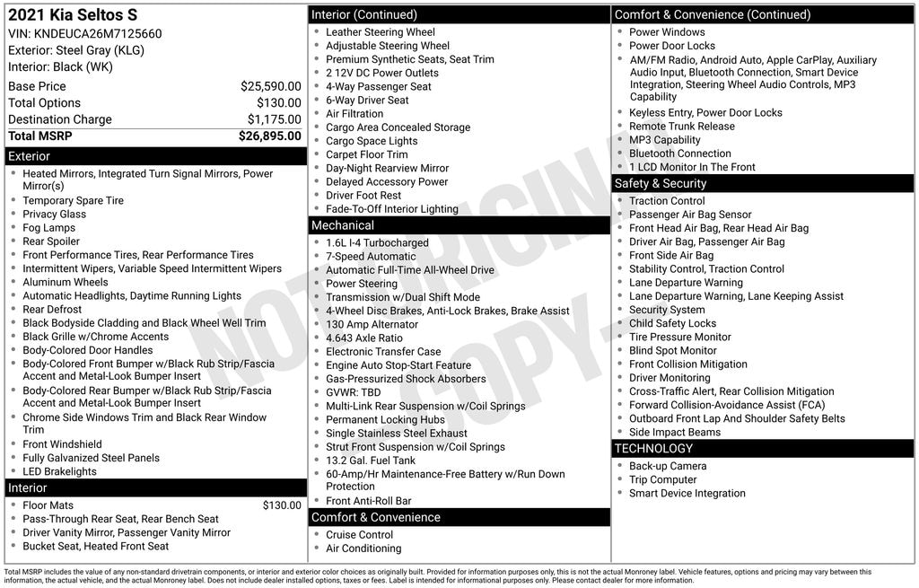 Used 2021 Kia Seltos S SUV