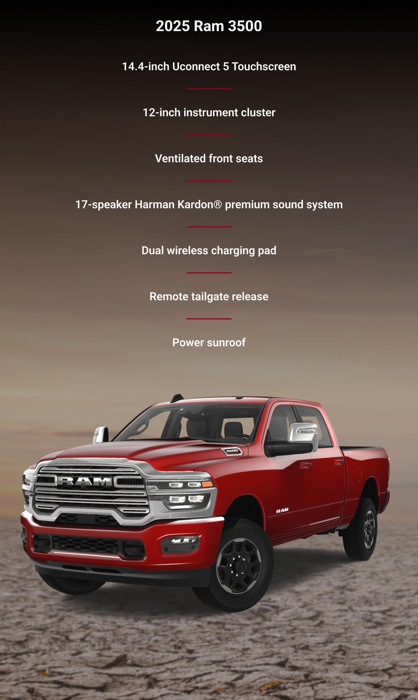 2025 Ram 3500 Laramie Crew Cab 4x4 in Flame Red Clear Coat PR4