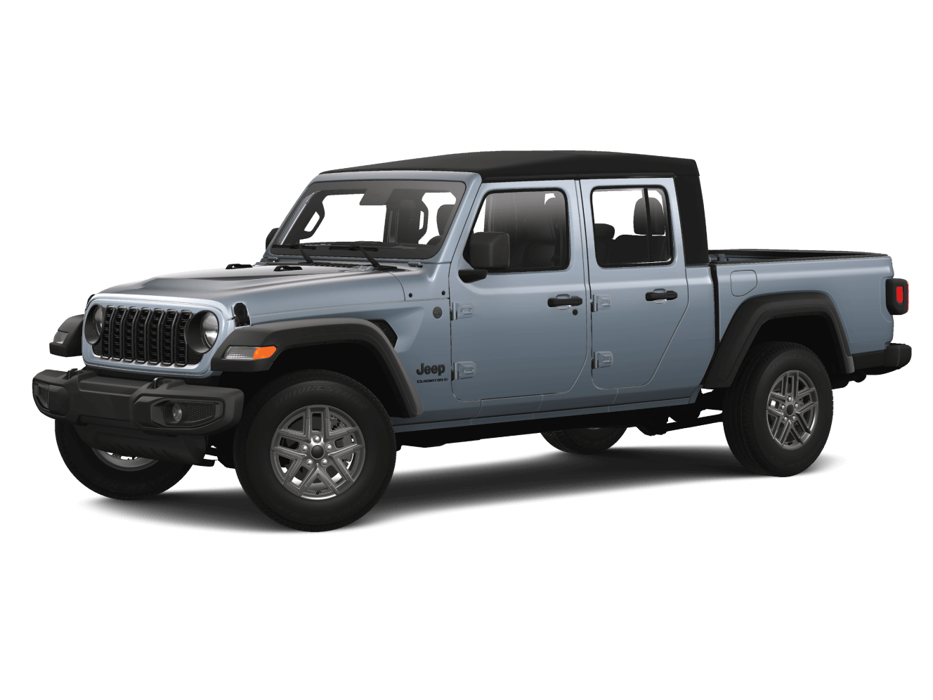 2025 Jeep Gladiator Sport S in Anvil Clear-Coat with 17-inch alloy wheels