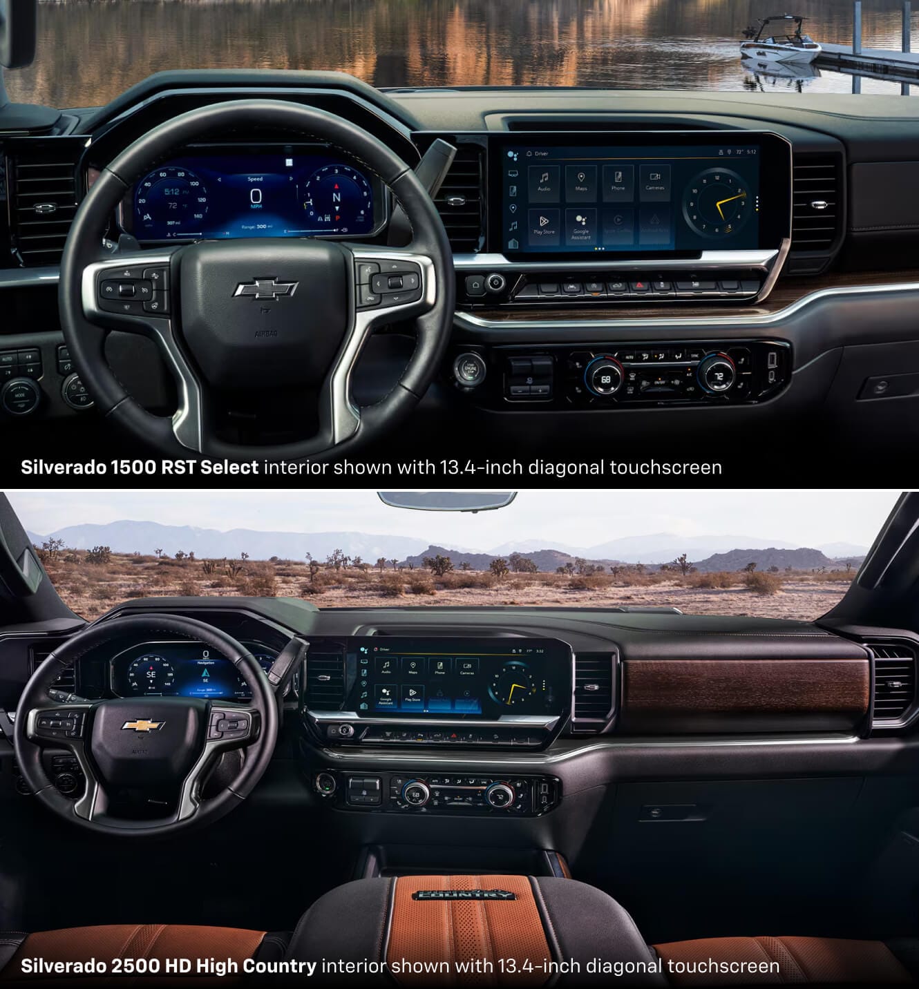 Interior dashboard shots of the 2026 Chevy Silverado 1500 & Silverado 2500 HD