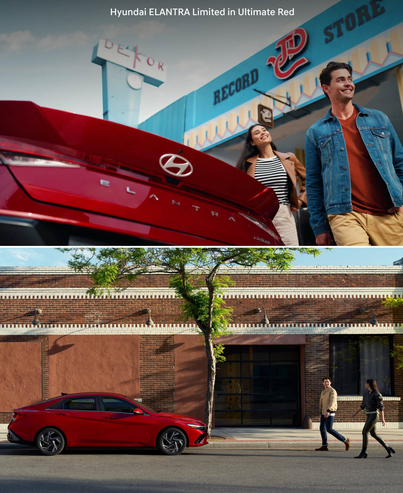Side view and trunk of a 2026 Hyundai Elantra Limited in red
