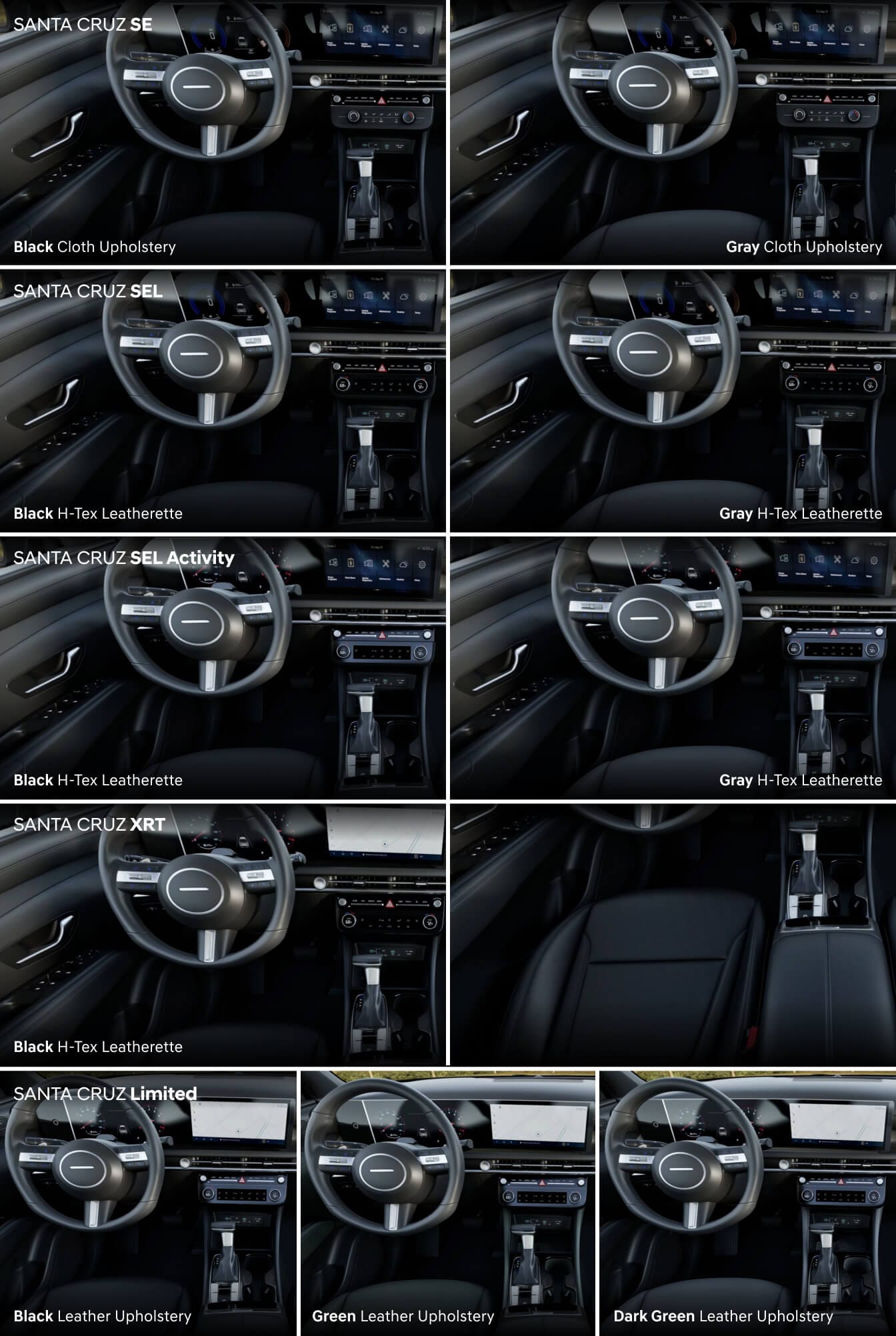 Hyundai Santa Cruz Interior Colors and Upholstery
