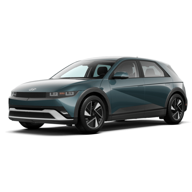2026 Hyundai IONIQ 5 SE in Digital Teal in three-quarter side angle.