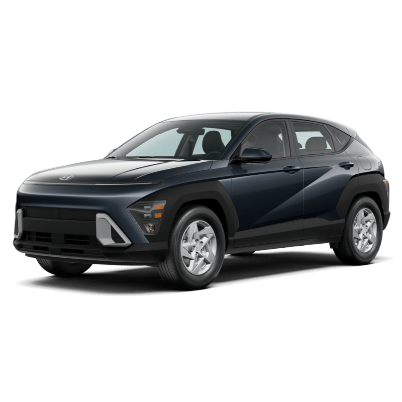 2026 Hyundai KONA SE in Denim Blue Pearl in three-quarter side angle.