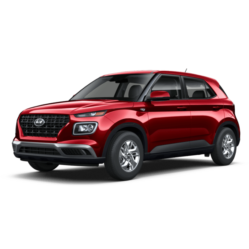 2026 Hyundai Venue SE in Ultimate Red in three-quarter side angle.