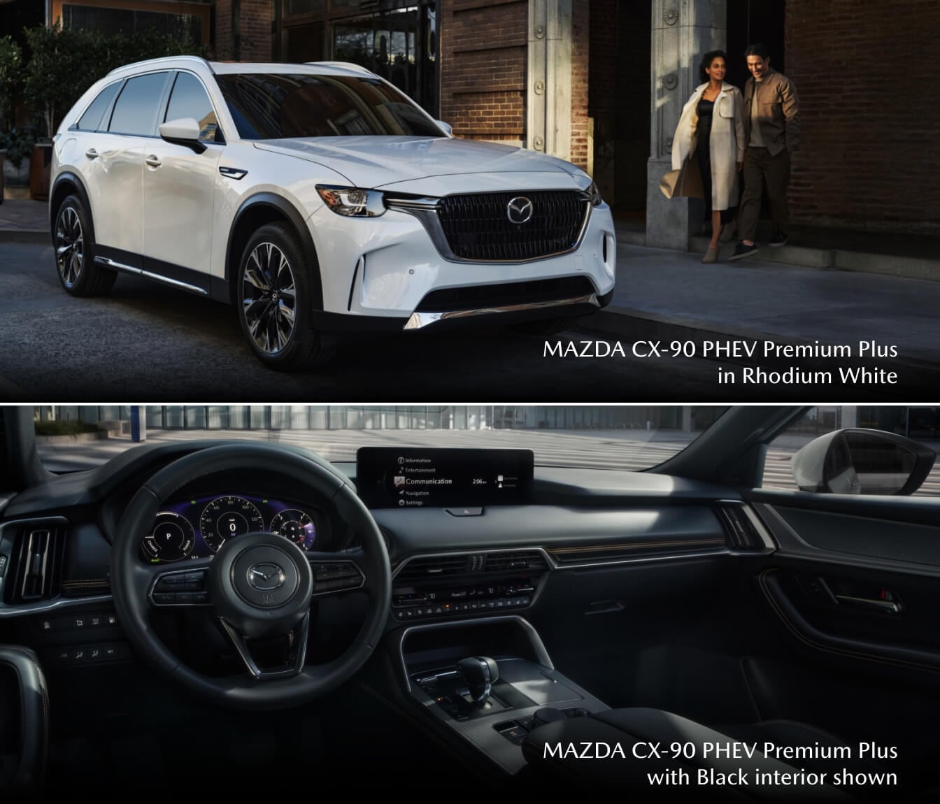 Interior and exterior shots of a 2026 Mazda CX-90 PHEV