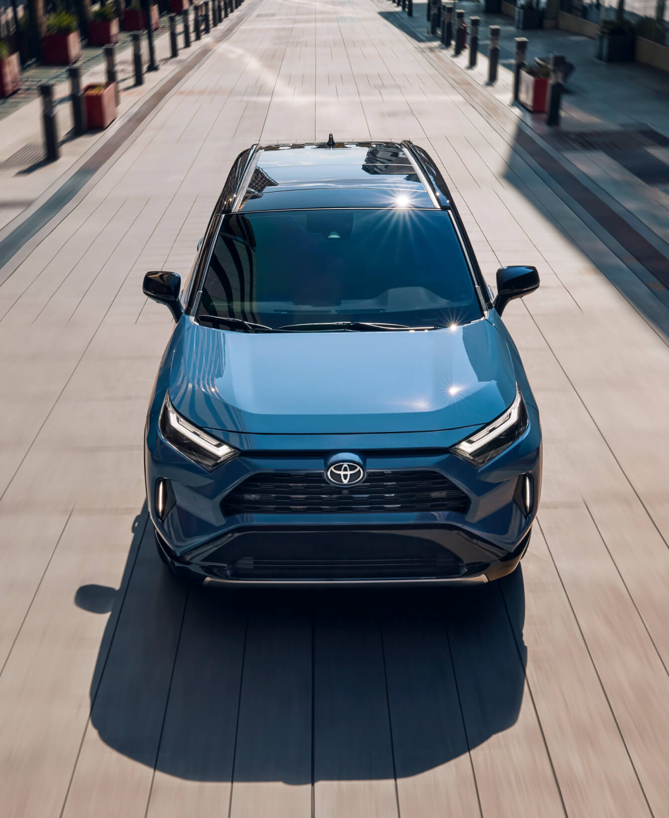 Blue Toyota RAV4 Exterior shot from above