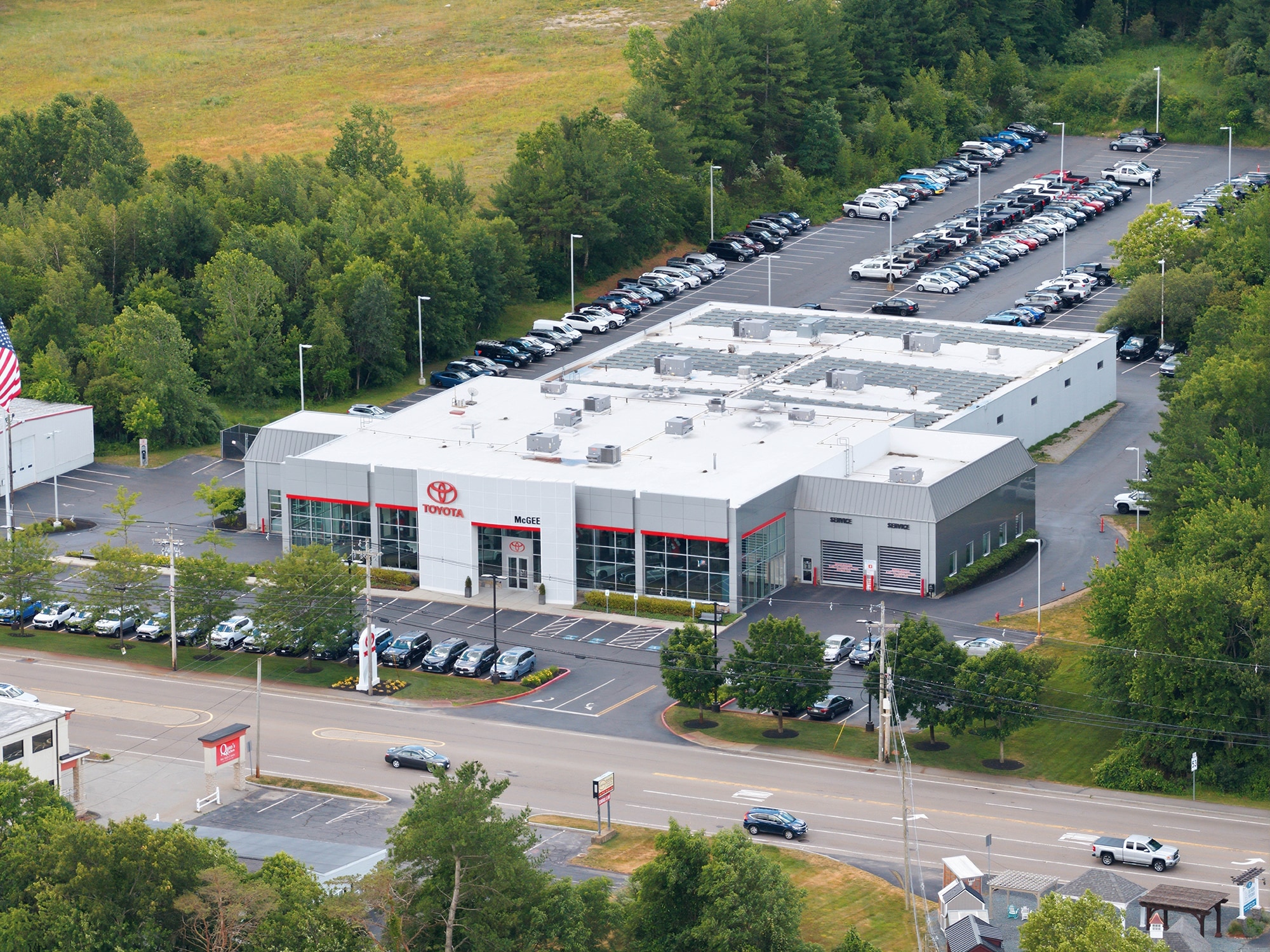 Exterior of McGee Toyota of Hanover at 880 Washington Street in Hanover, Massachusetts