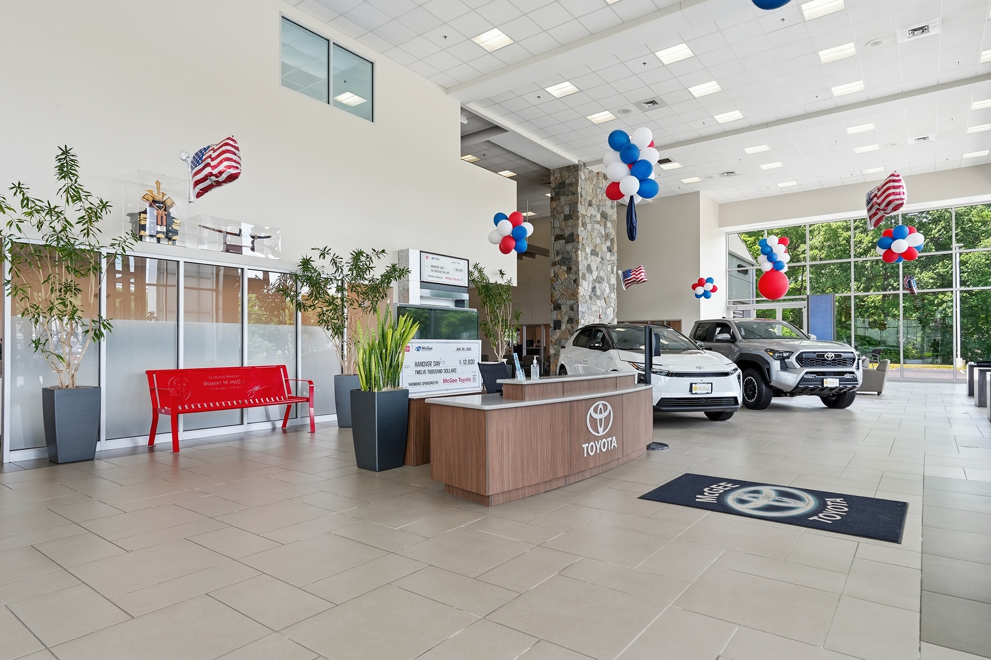 Showroom interior at McGee Toyota of Hanover in Hanover, Massachusetts