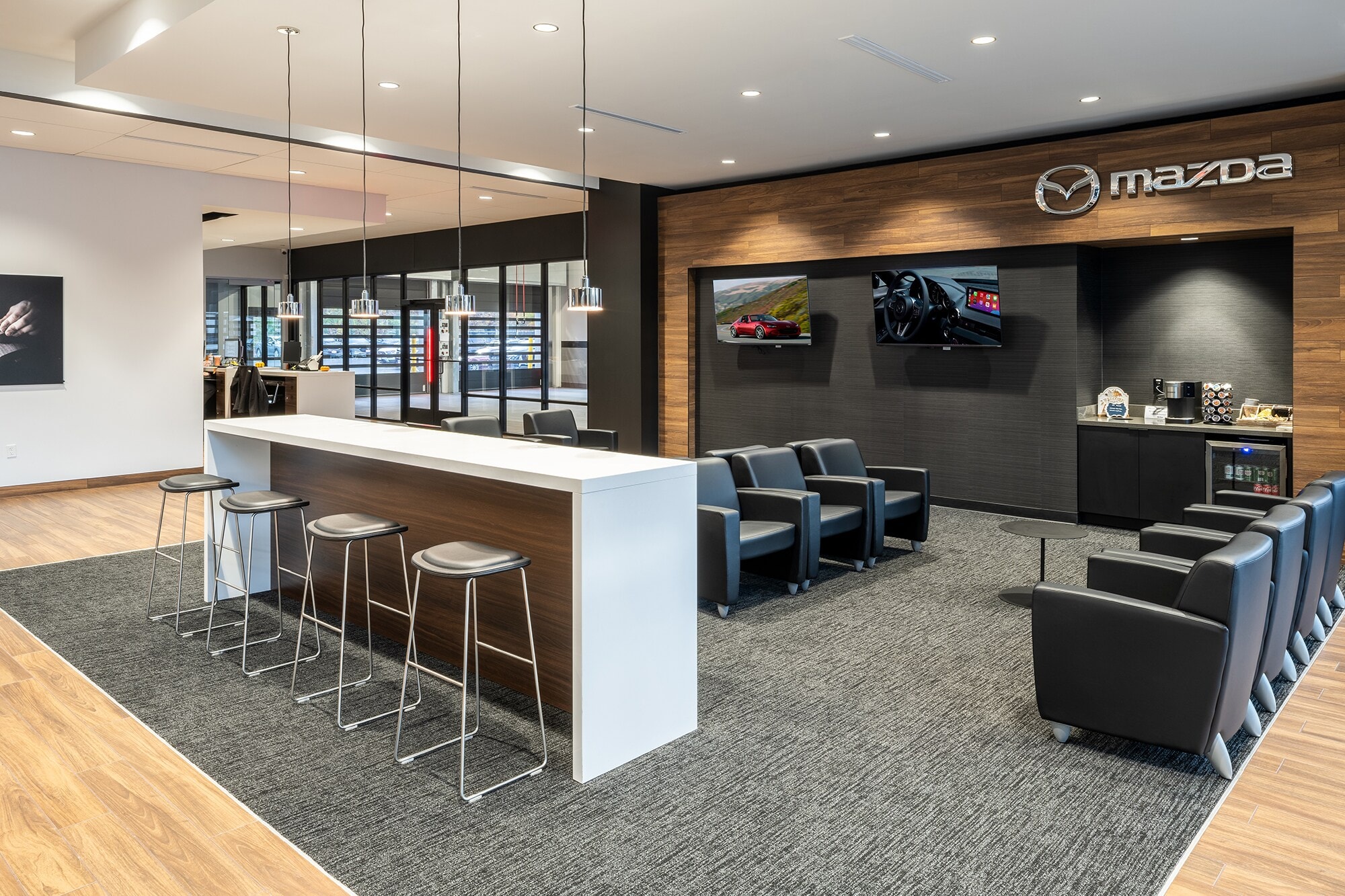 Customer waiting lounge at McGee Mazda Claremont in Claremont, New Hampshire