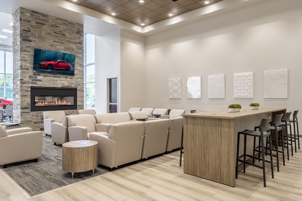 Customer waiting lounge at McGee Toyota of Putnam, Connecticut