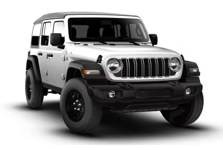 A white Jeep Wrangler