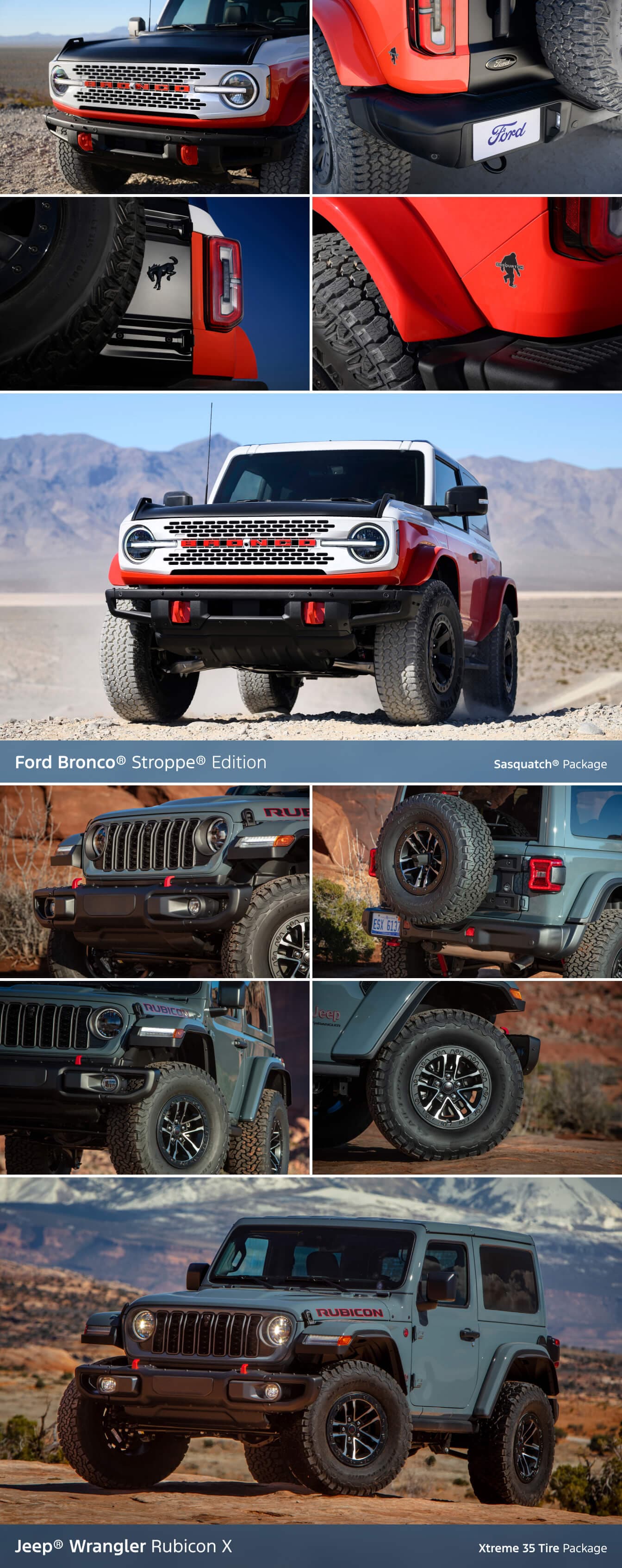 Ford Bronco vs. Jeep Wrangler Trims & Standard Features