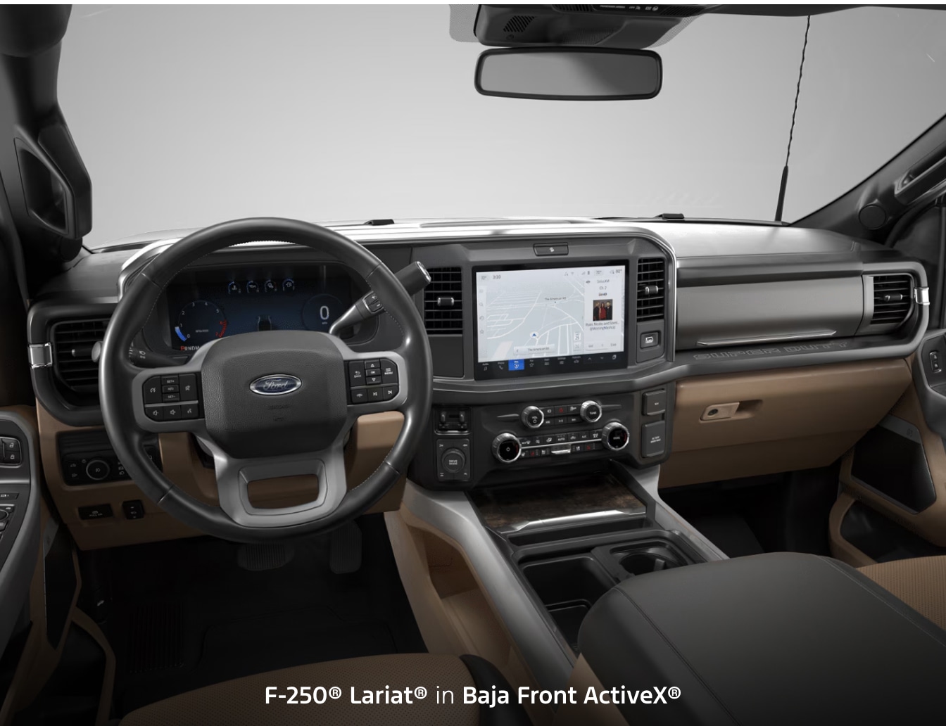 Front seat dashboard view of a 2026 Ford F-250 Lariat