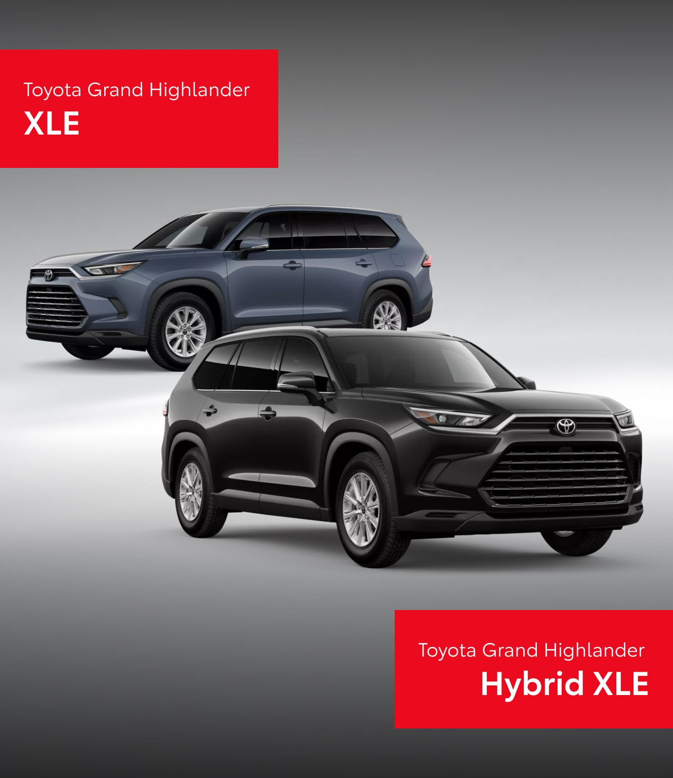 Two 2026 Toyota Grand Highlander SUVs: XLE & Hybrid XLE