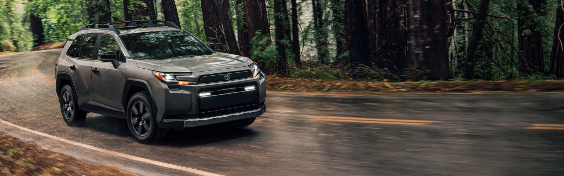 2026 Toyota RAV4 Hybrid Woodland driving through a forest