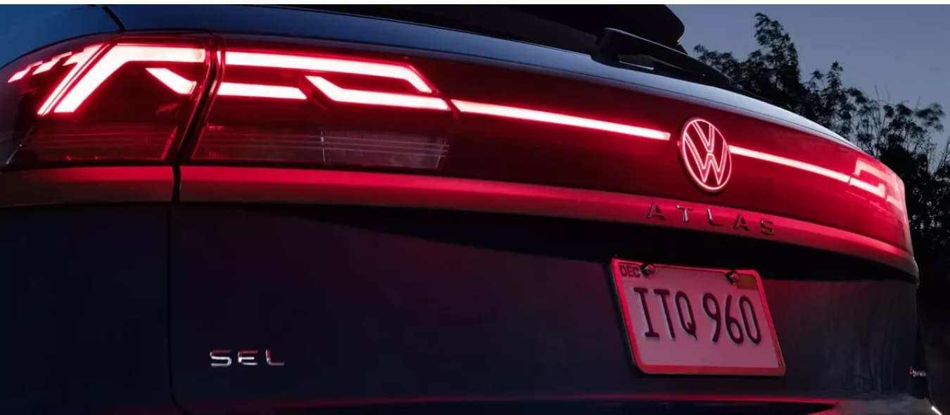 Tailgate, taillights, and VW emblem on a Volkswagen Atlas Cross Sport