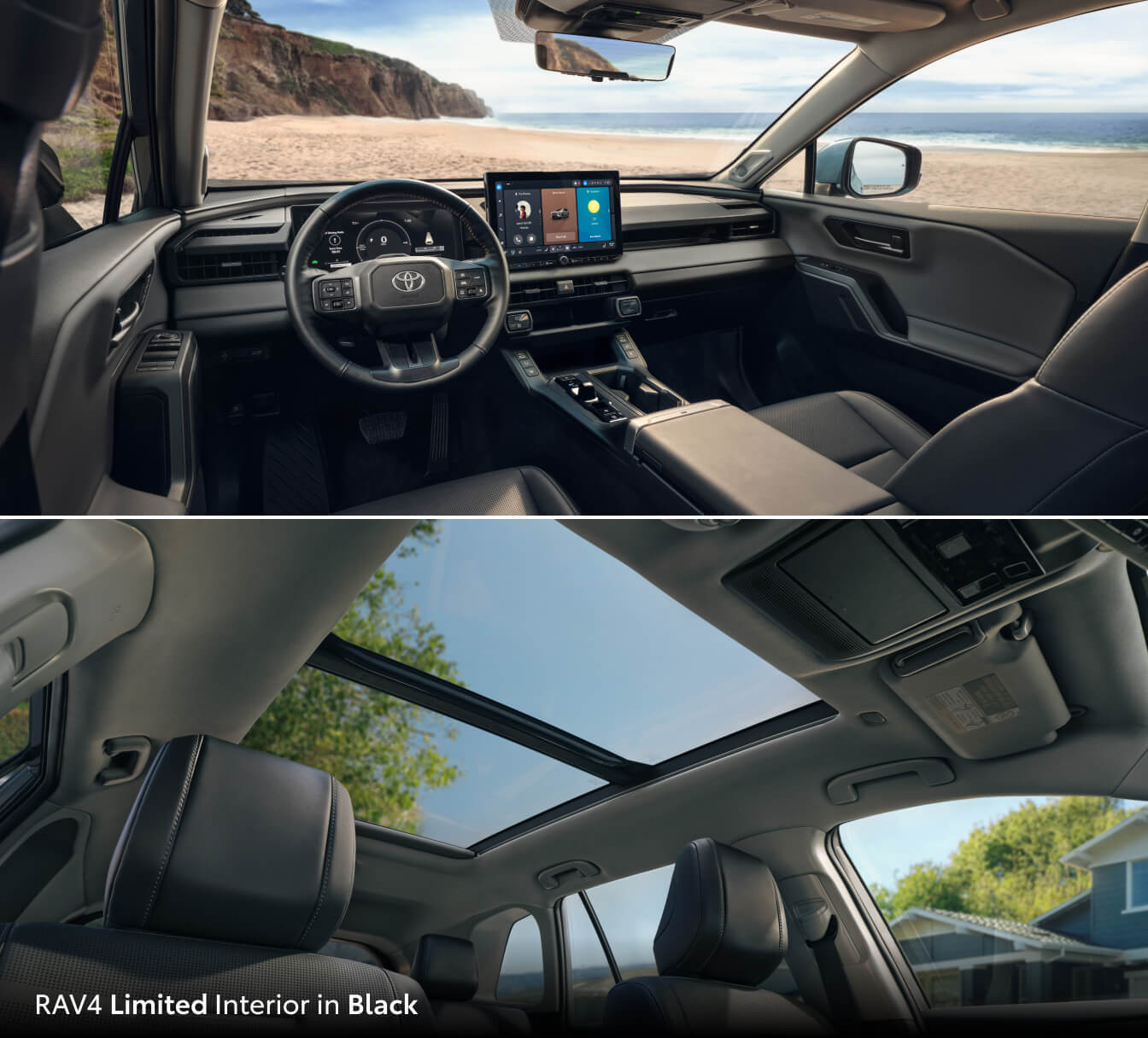Two interior images of a 2026 Toyota RAV4 Hybrid