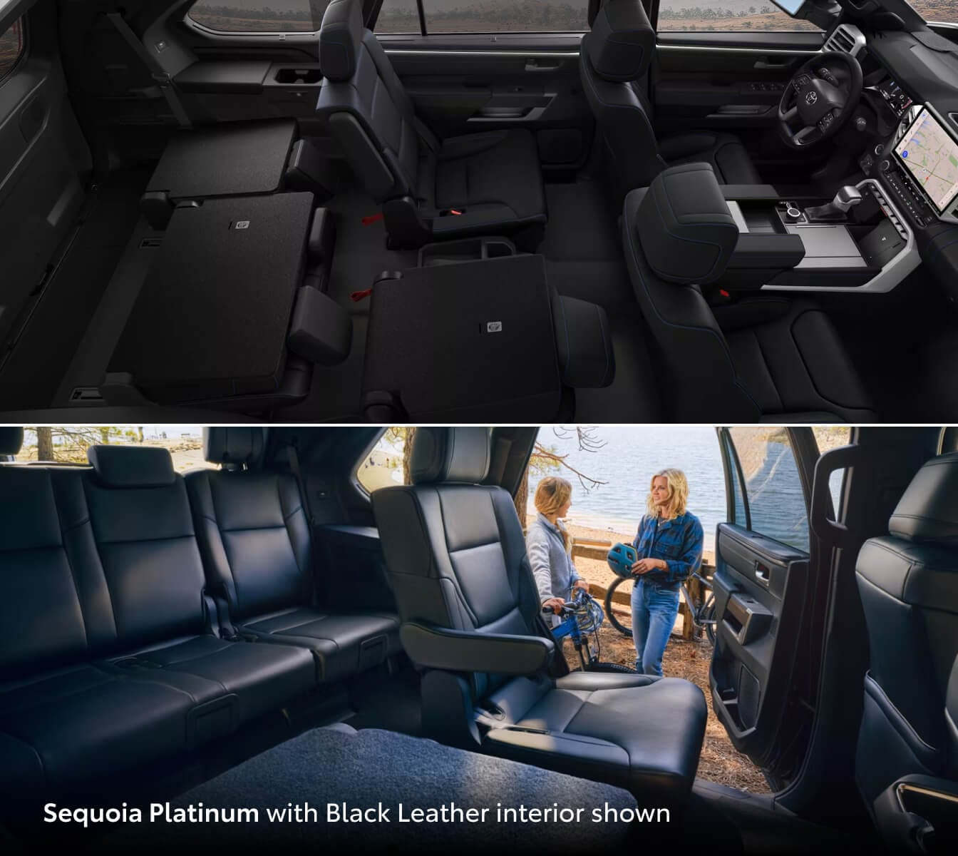 Interior shots of the 2026 Toyota Sequoia showing seats folded down