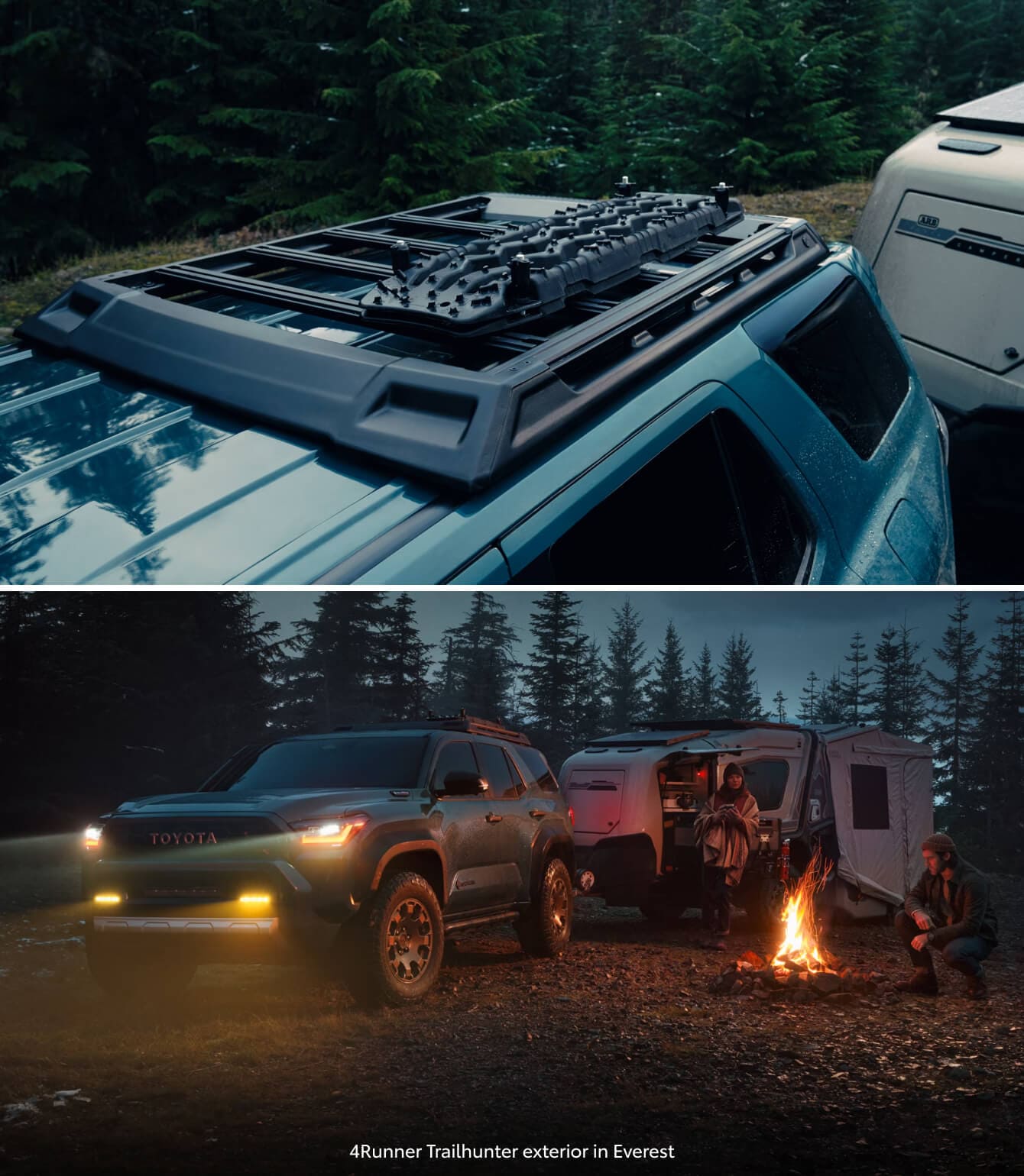 Exterior shot and close-up roof rack shot on a 2026 Toyota 4Runner Trailhunter