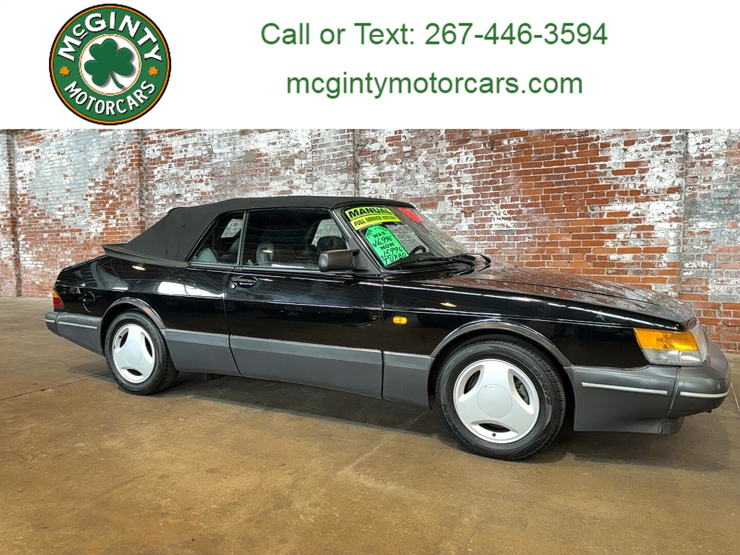 Black 1988 Saab 900 Turbo Convertible Convertible Front-Wheel Drive 5-Speed Manual