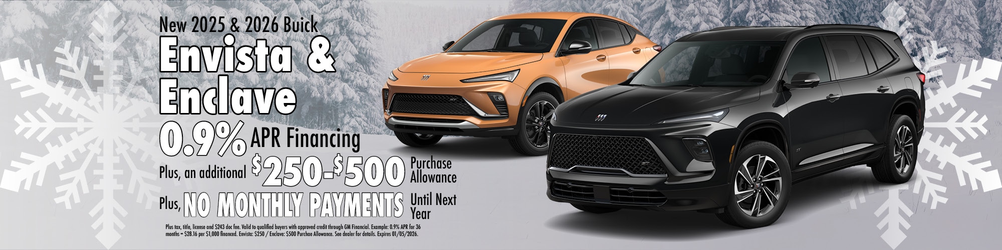 Finance a new 2025/2026 Buick Envista/Enclave for 0.9% APR
