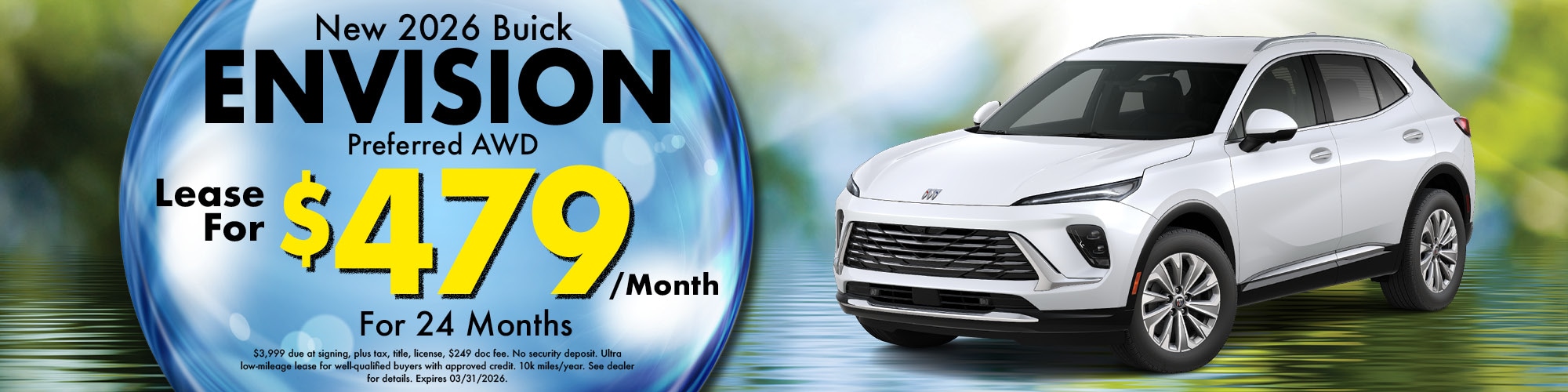 Lease a new 2026 Buick Envision for $479 per month for 24 months.