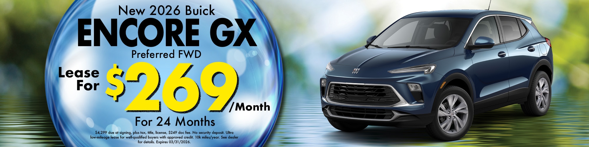 Lease a new 2026 Buick Encore GX for $269 per month for 24 months
